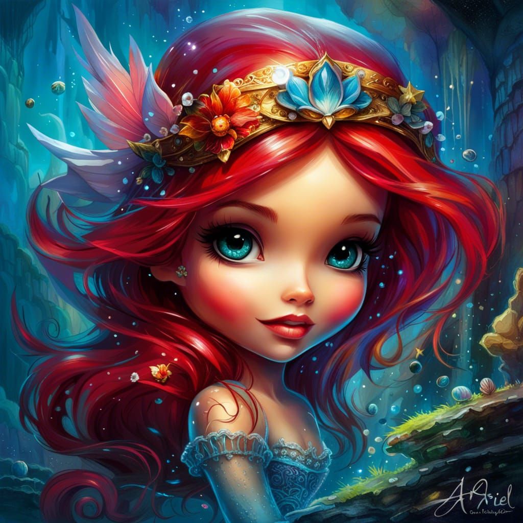 Enchanting Chibi Ariel in Underwater Kingdom