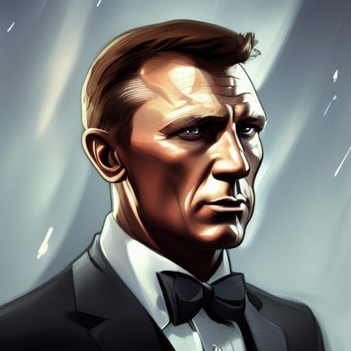 James Bond Portrait in Artstation Style
