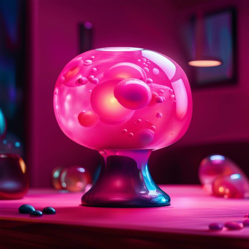 Pink Lava Lamp with Bubbles, Hyperrealistic Splash Art