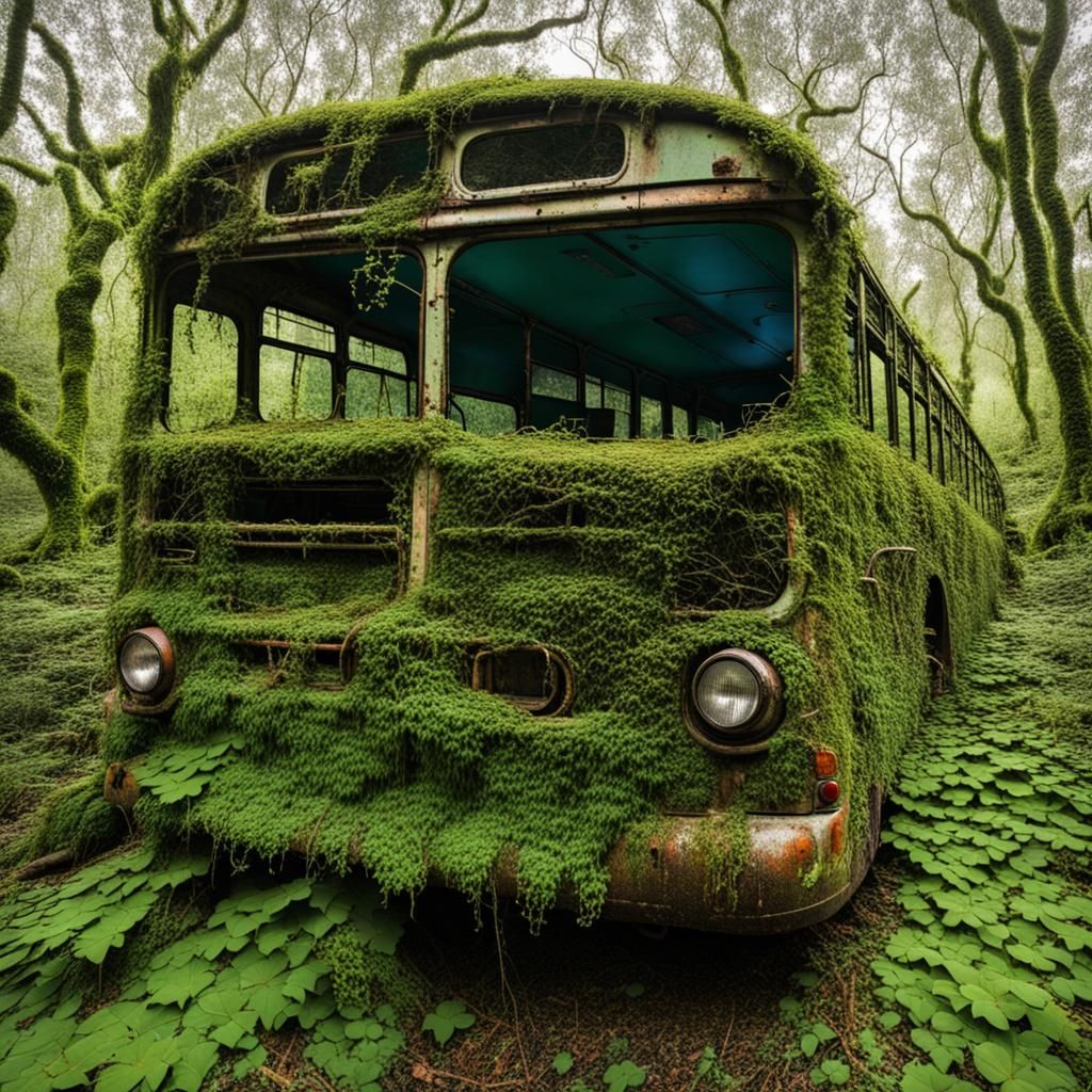 Overgrown Bus: Nature's Reclamation
