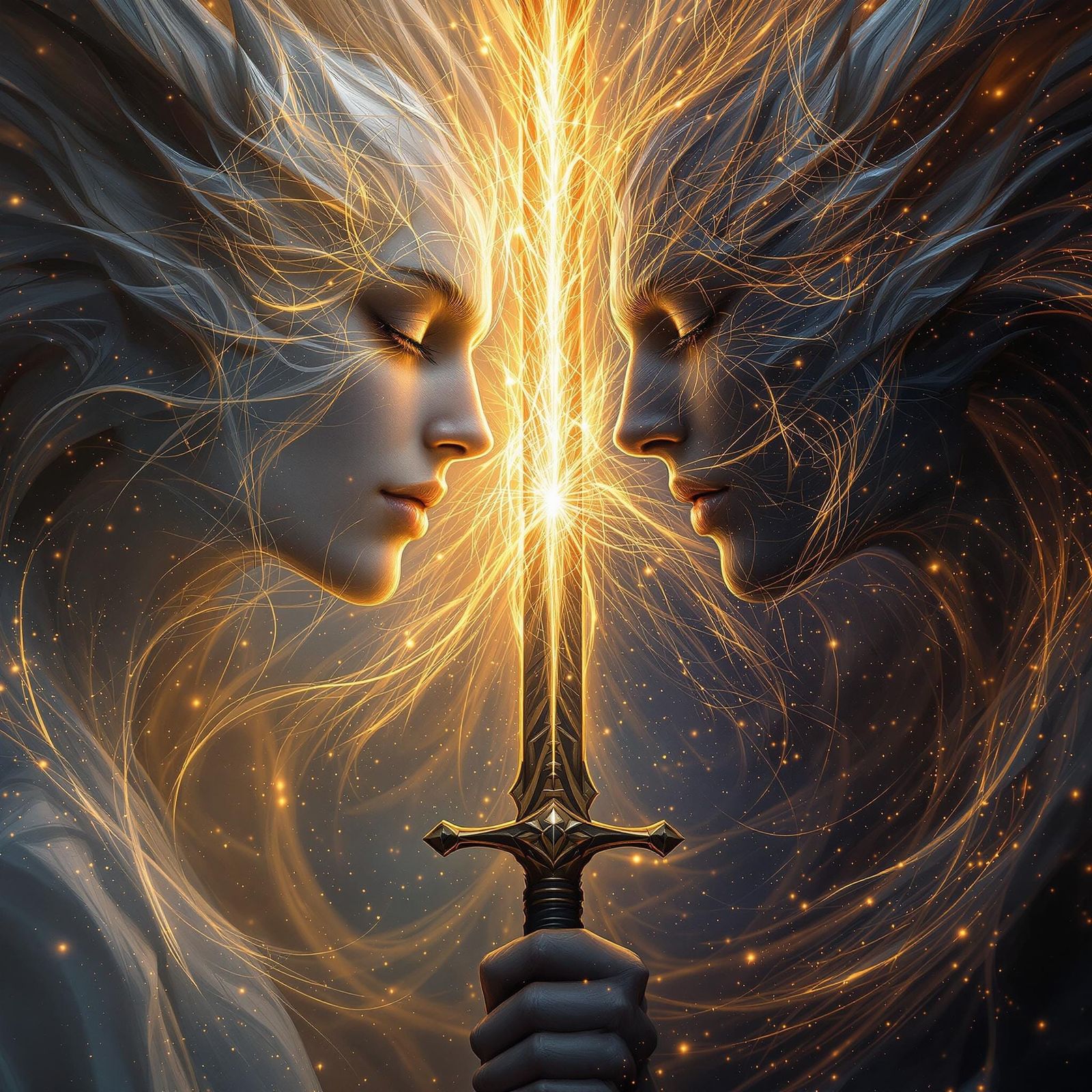 Angelic Twins Clash Creating Galaxy Portal