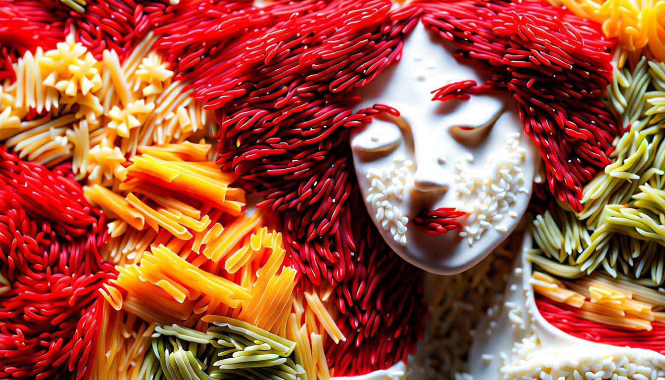 Rainbow Rice Woman: A Unique Food Art Creation