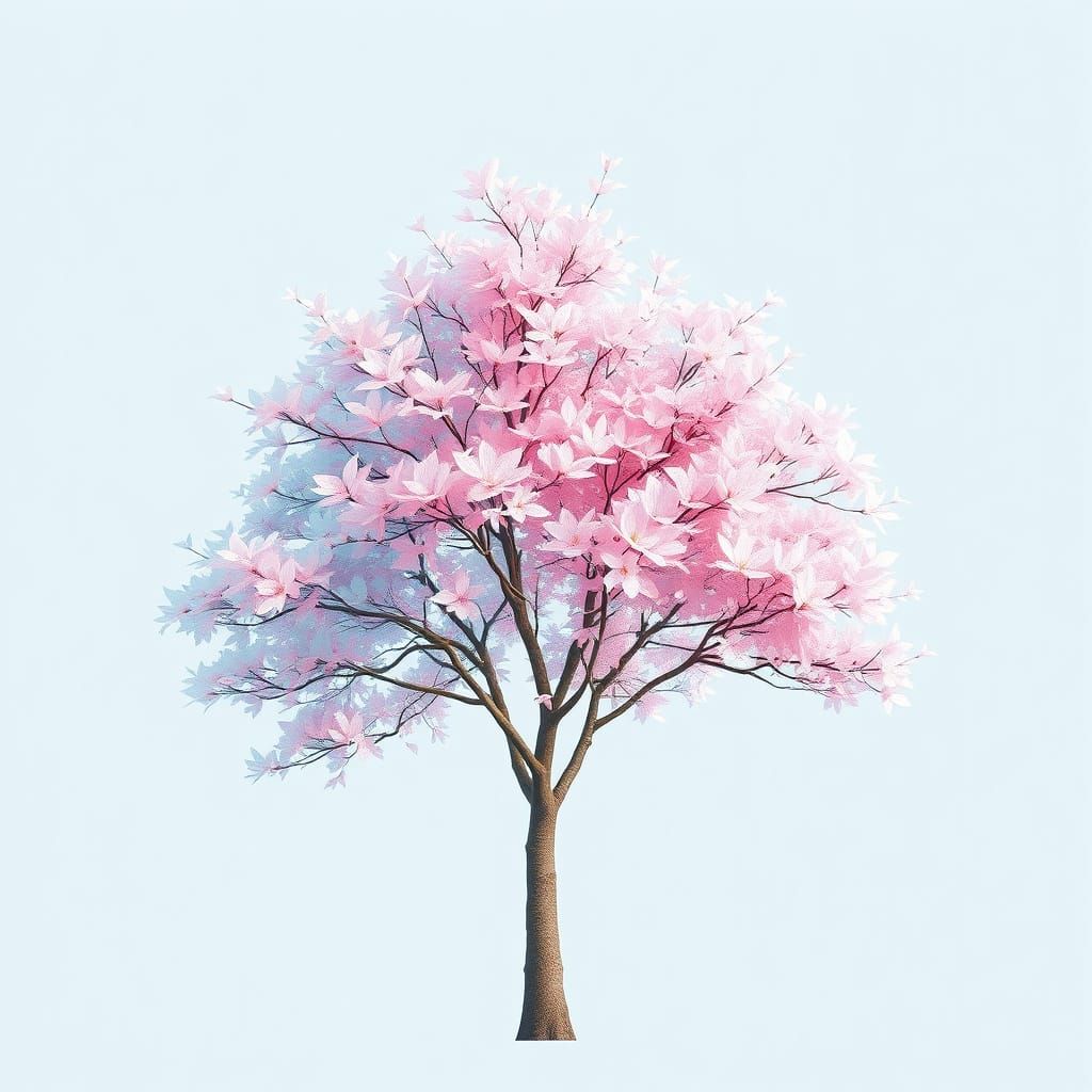 Pastel Rainbow Tree in Whimsical Style