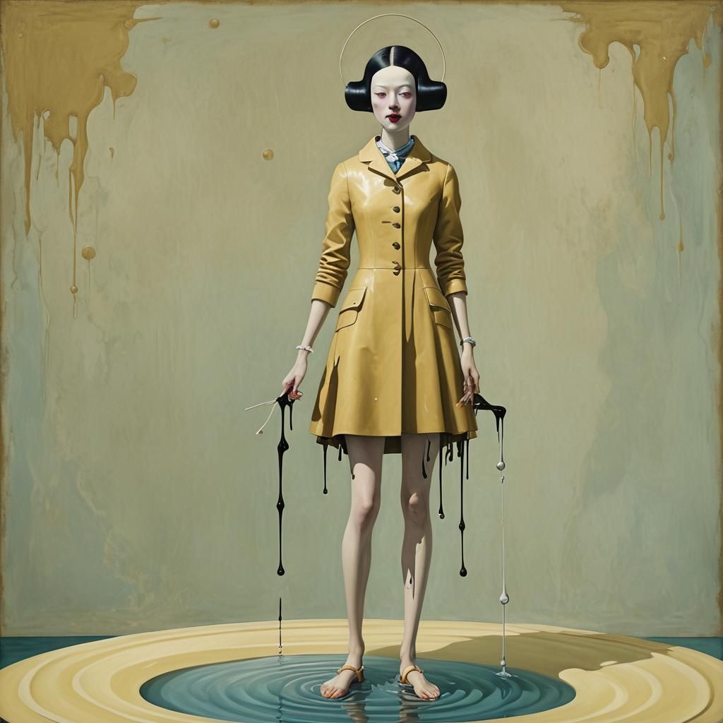 Abstract Dripping Swimmer Portrait in Kandinsky Style