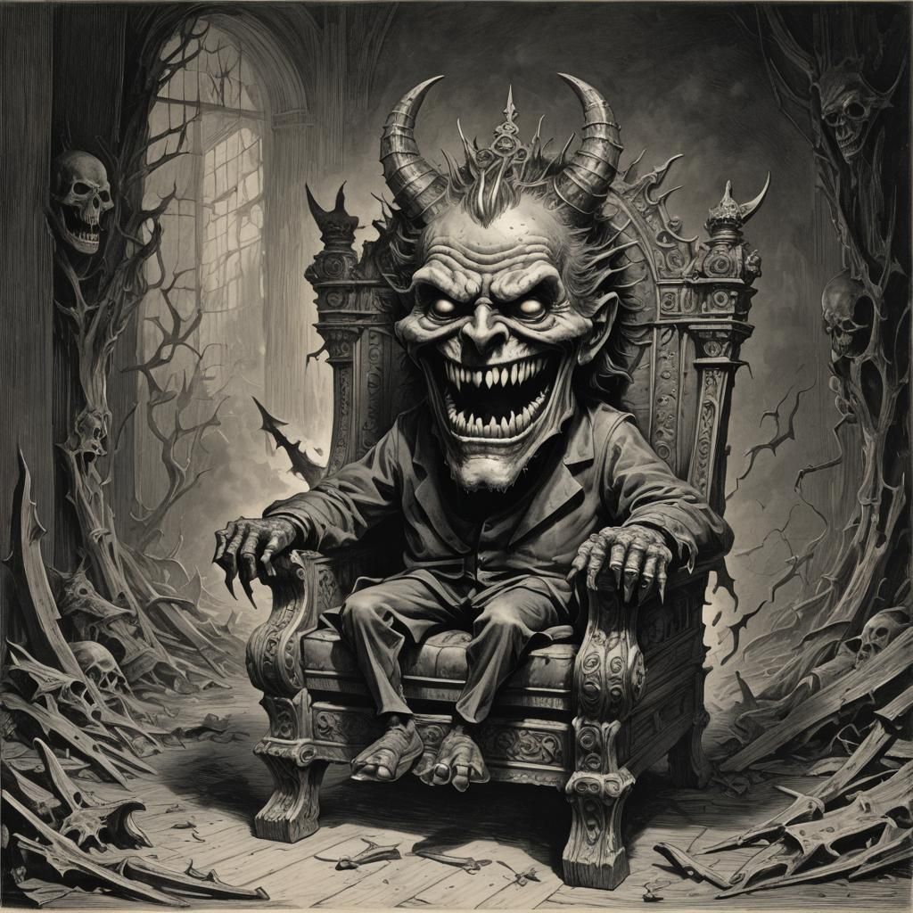 Horrific Chair with Teeth and Evil Smile