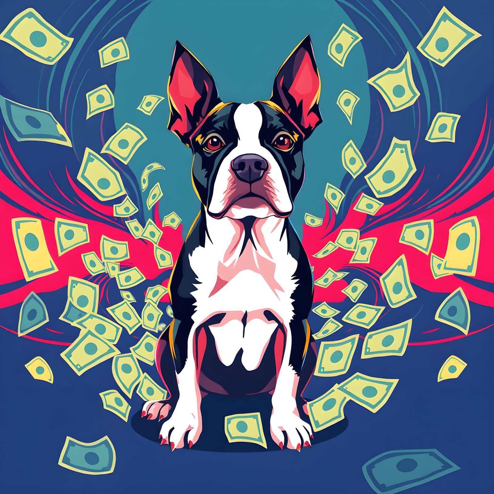 Pop Art Amstaff in Geometric Bauhaus Style