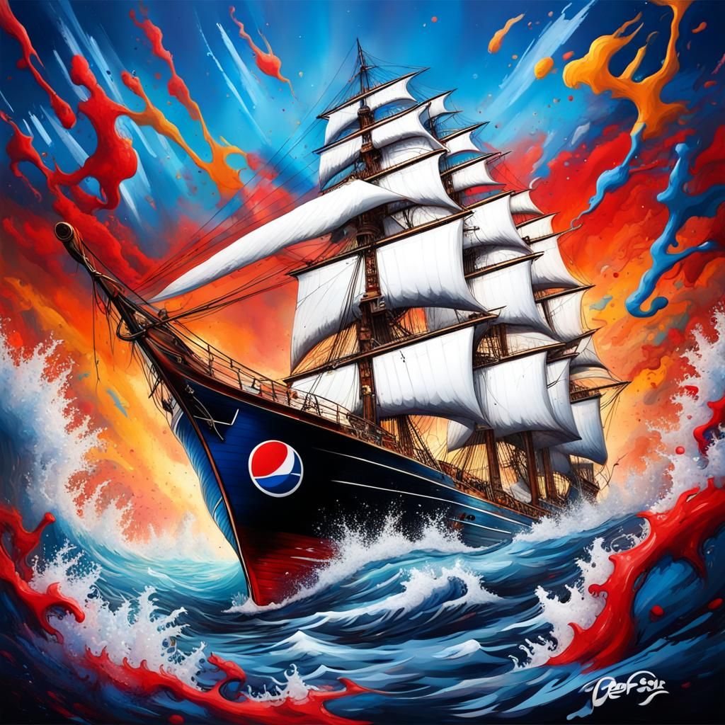Pepsi Sailing Ship on Coke Sea: Graffiti Art