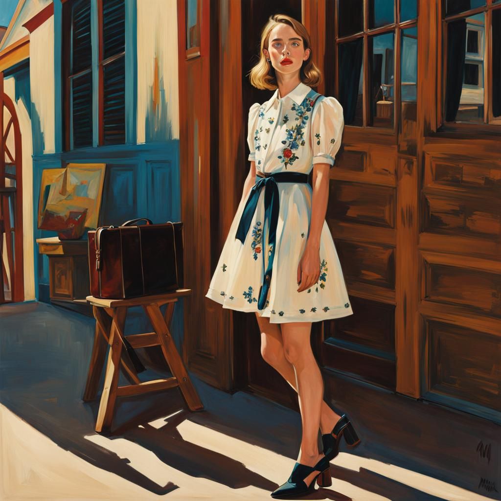 "Dans l'attente du train"/" Waiting for the train." Peinture à l'huile sur toile, mars 2024.