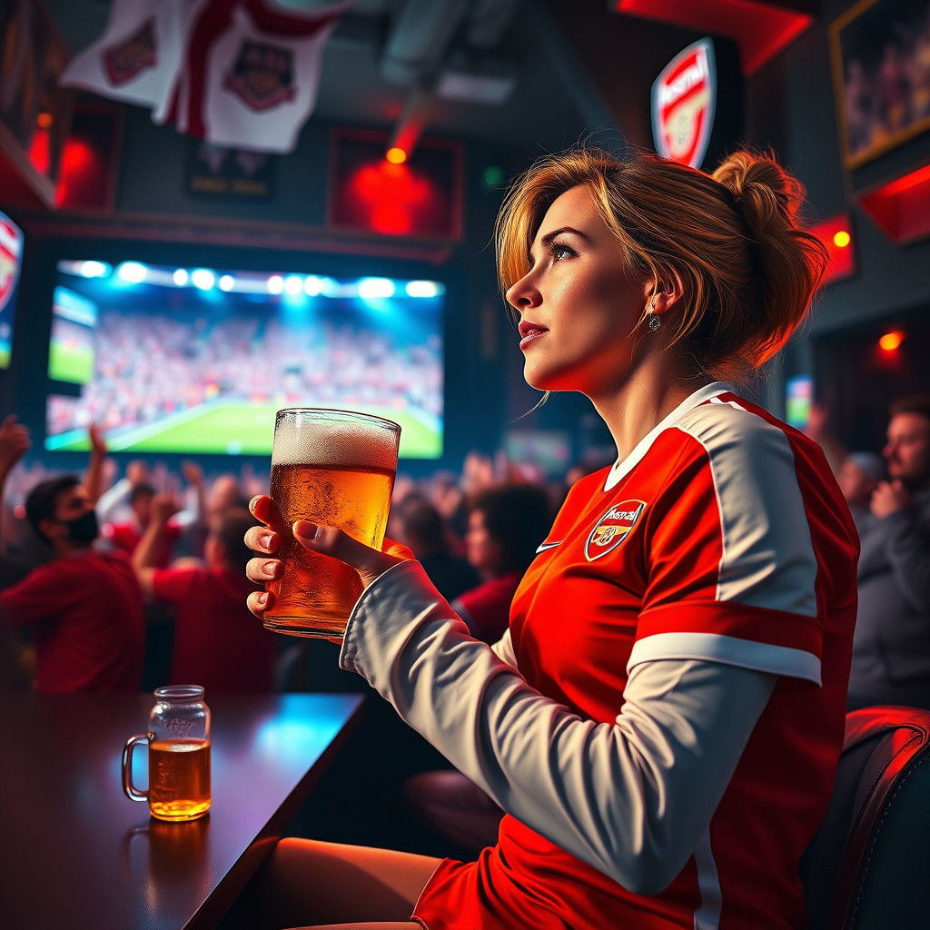 Arsenal Fan in Exciting Match, Digital Art Style
