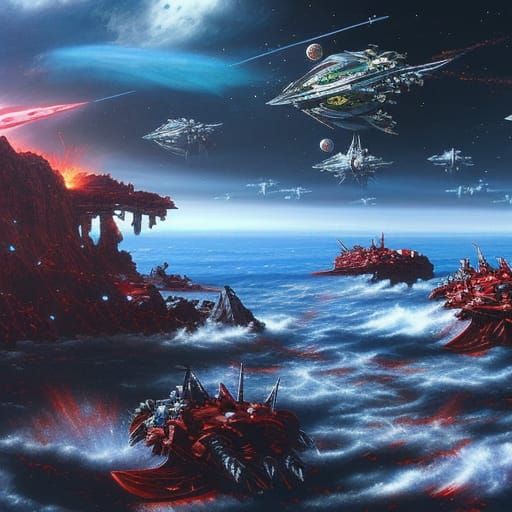 Epic Warhammer 40K Space Battle in HD