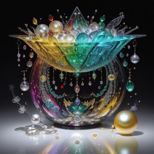 Abstract Fantasy with Jewels and Gleaming Spheres