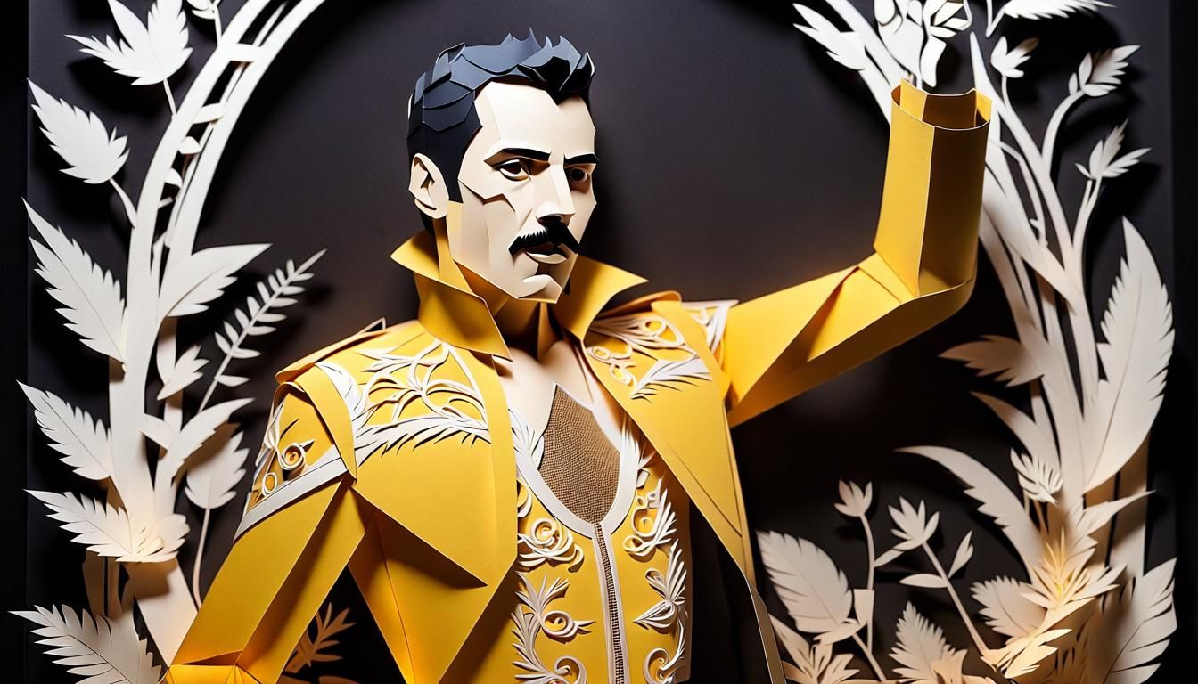 Freddy Mercury in Paper-Cut Animation Art
