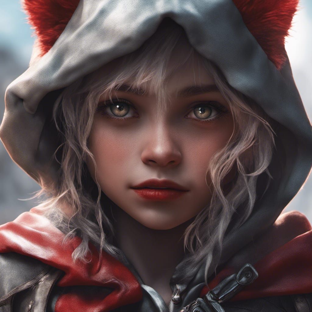 Little Red Riding Hood and Wolf, Hyperrealistic Art