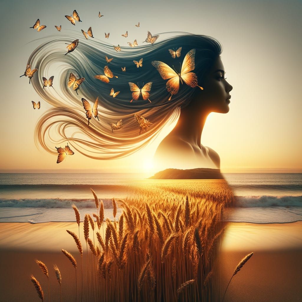 Ethereal Double Exposure: Silhouette of a South Asian Beauty...