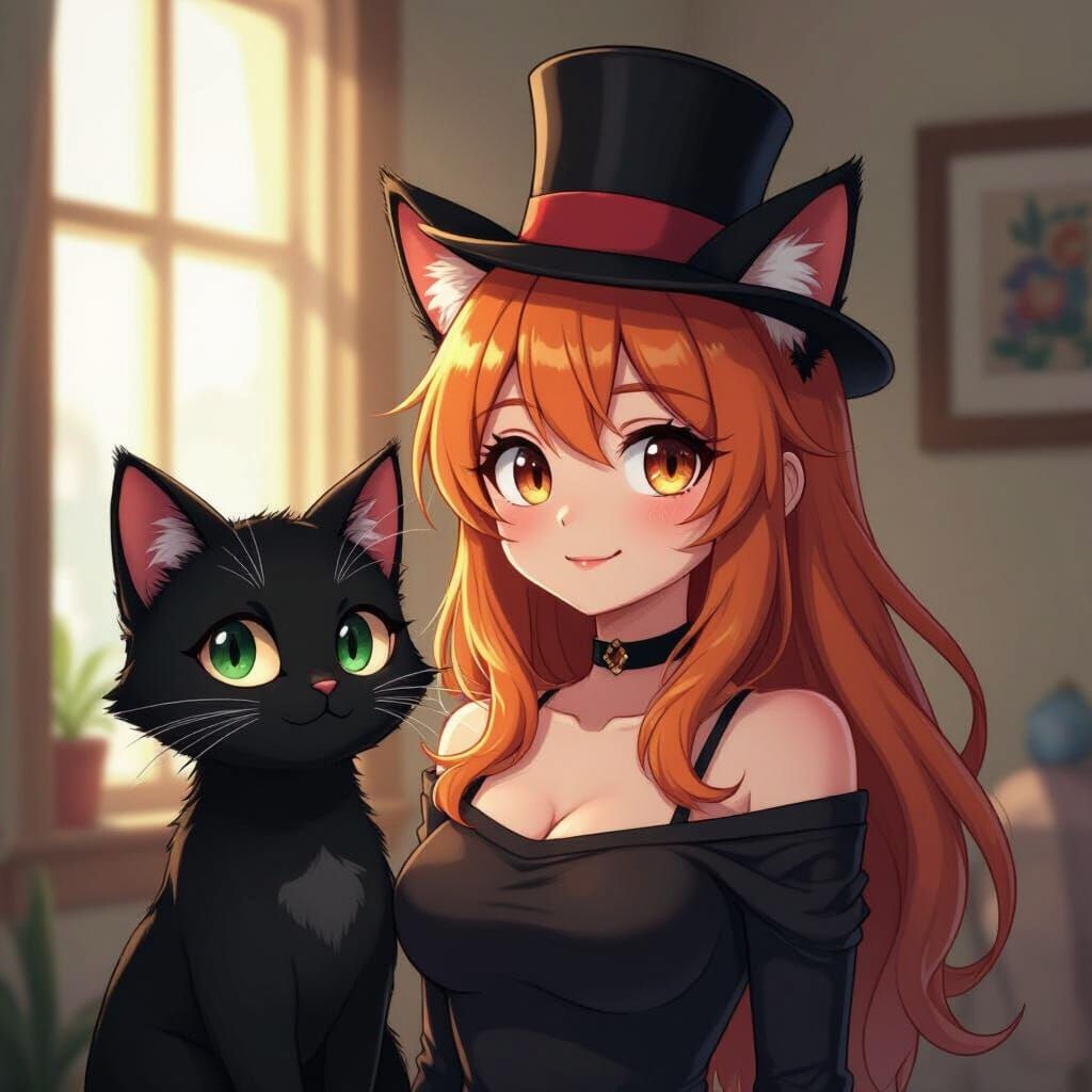 Anime Cat-Human Hybrid with Sans in Studio Trigger Style