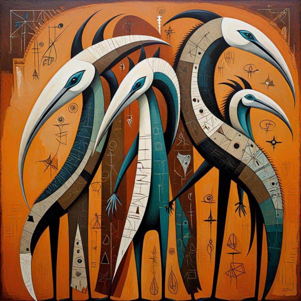 Surreal Anteater Totems in Earthy Harmony