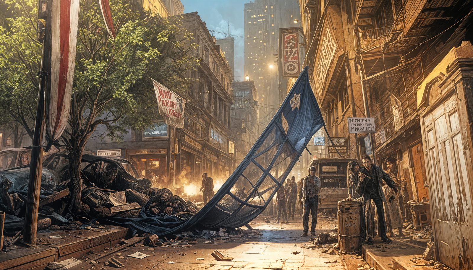 Dark Noir City Under Zombie Apocalypse