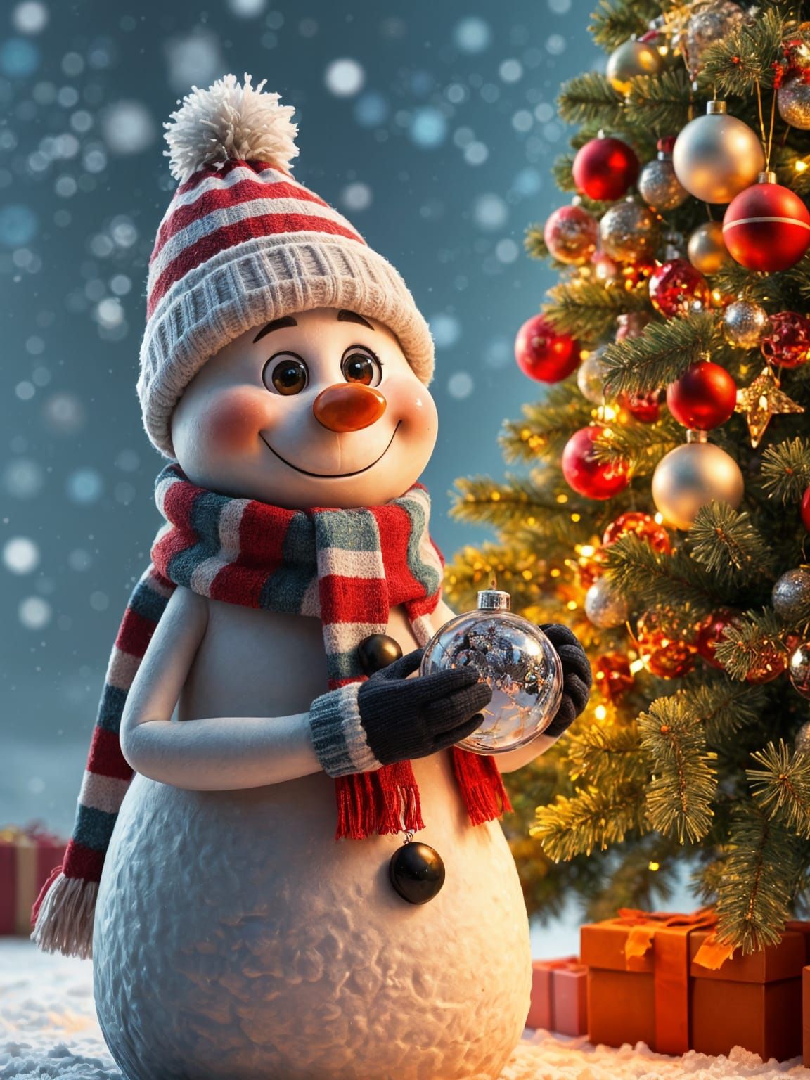 Surreal Winter Wonderland in Vibrant Colors and Whimsical De...