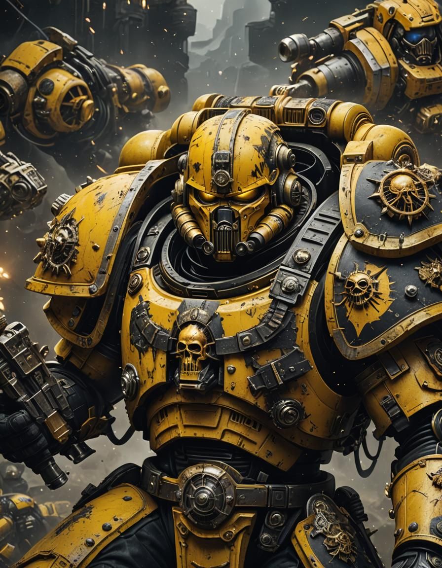 Imperial Fist Space Marine in Dark Fantasy Style
