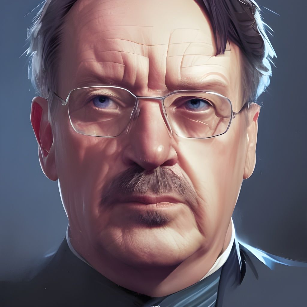 Detailed Portrait of German President in Art Nouveau Style