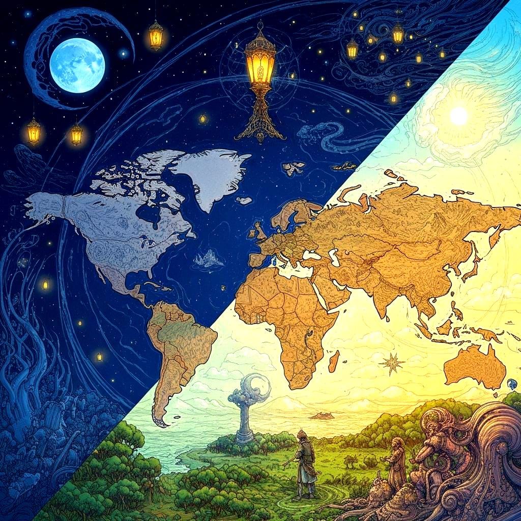 Medieval World Map in Jim Woodring Style