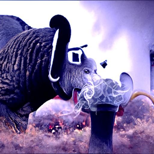 Fantasy Elephant Smoking a Mysterious Pipe