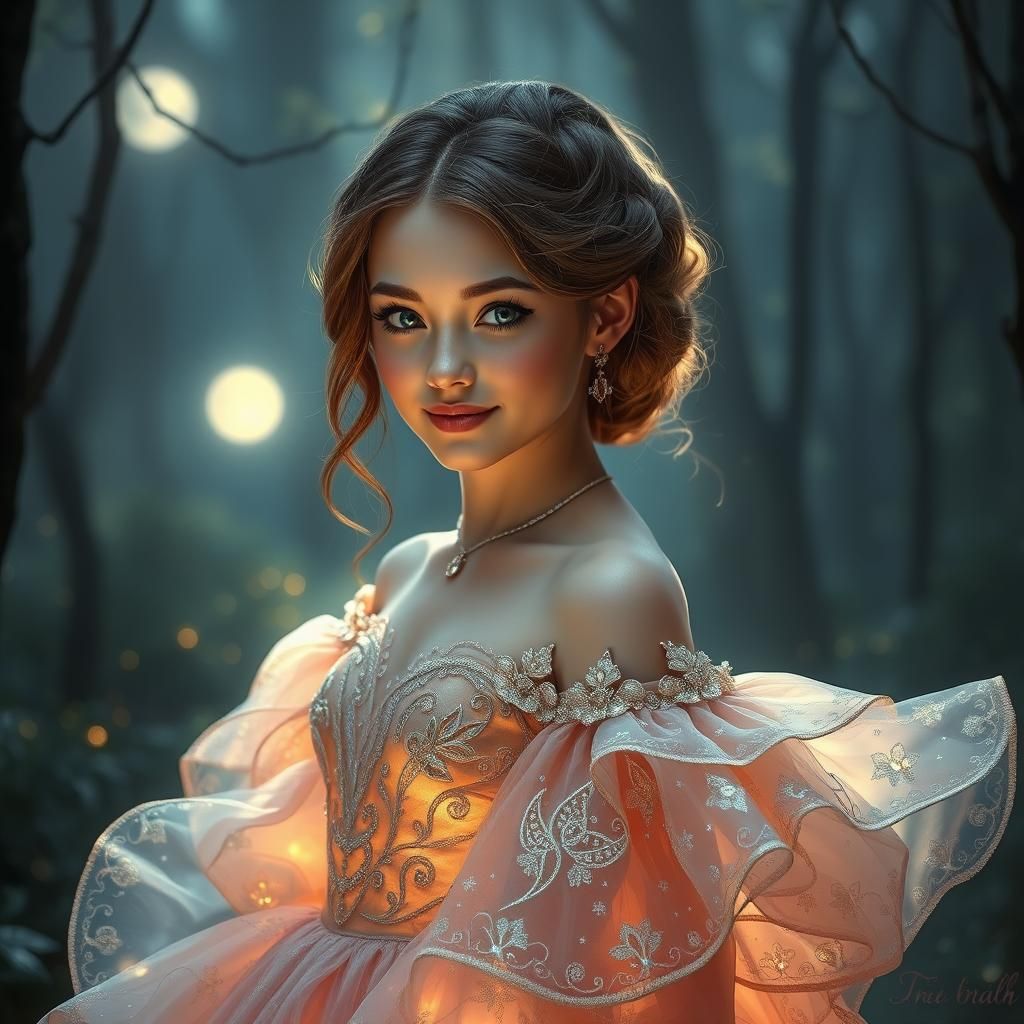 Ethereal Irish Lady in Moonlit Celtic Garden