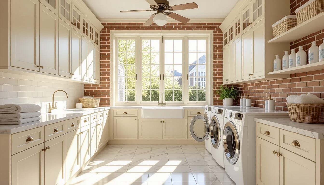 Victorian Laundry Room with Glass Walls in Soft Light