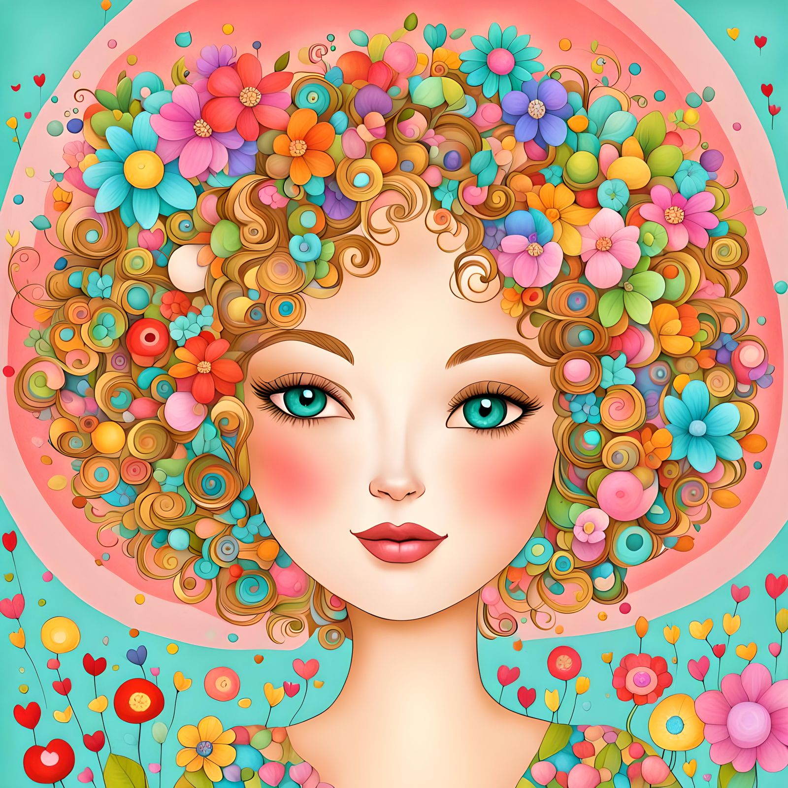 Whimsical Portrait Radiates Joy in Digital Art