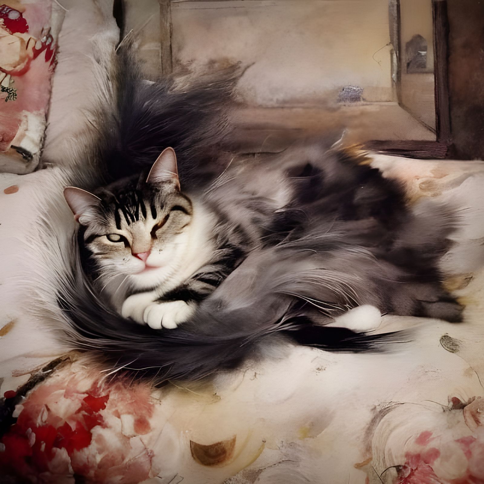 Cat Disturbance: Hyper-Realistic Mixed Media Painting