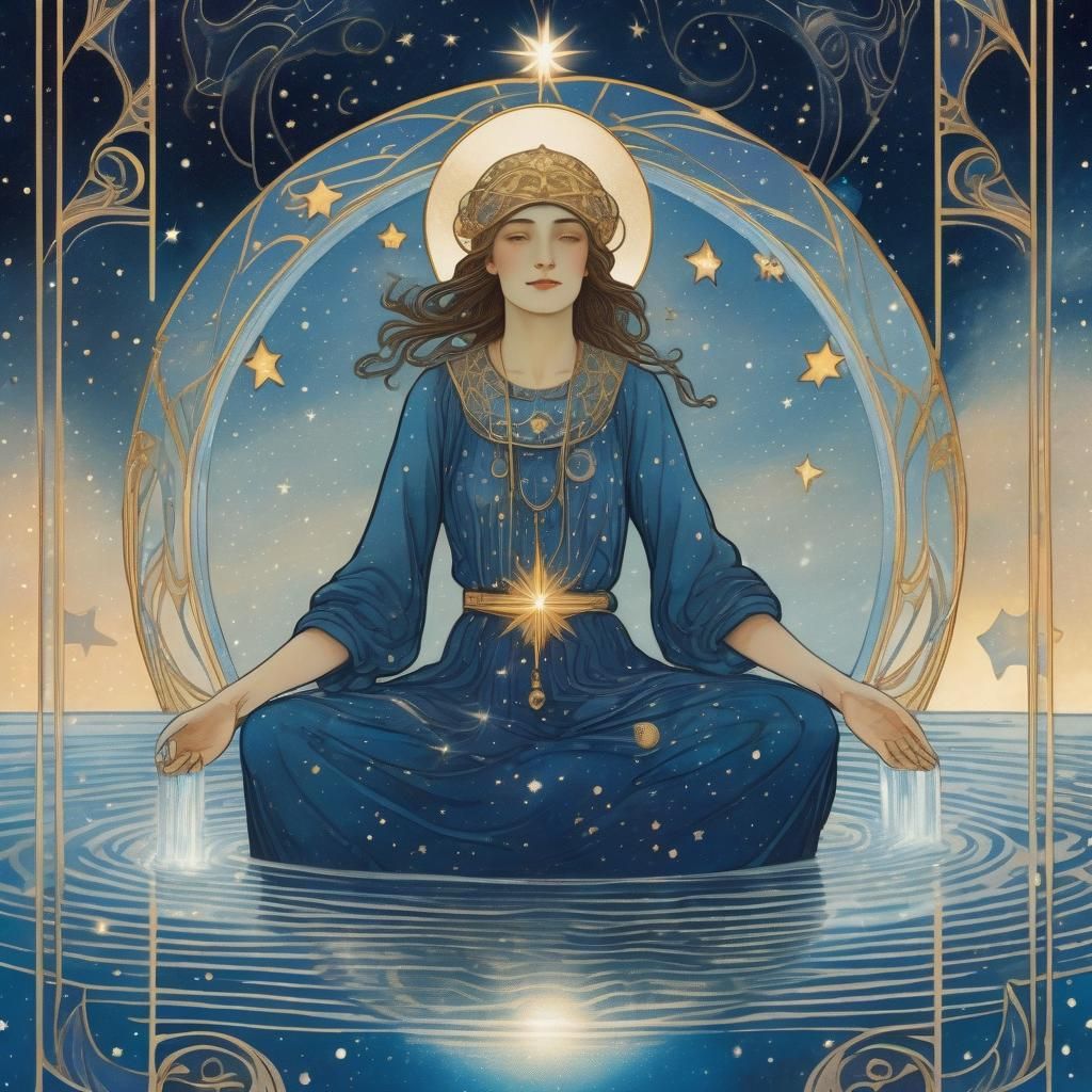 Art Nouveau Tarot Card: The Star