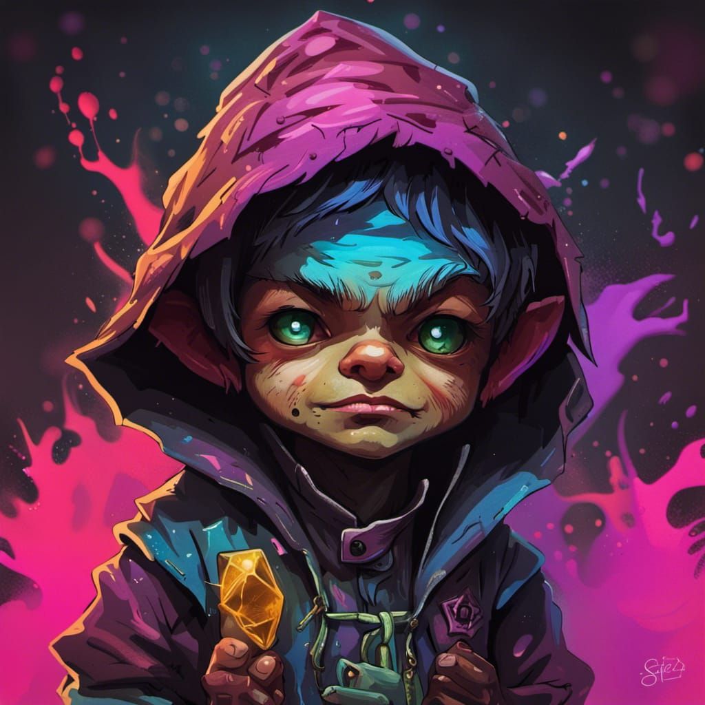 Arcane Trickster Halfling in Graffiti Art Style