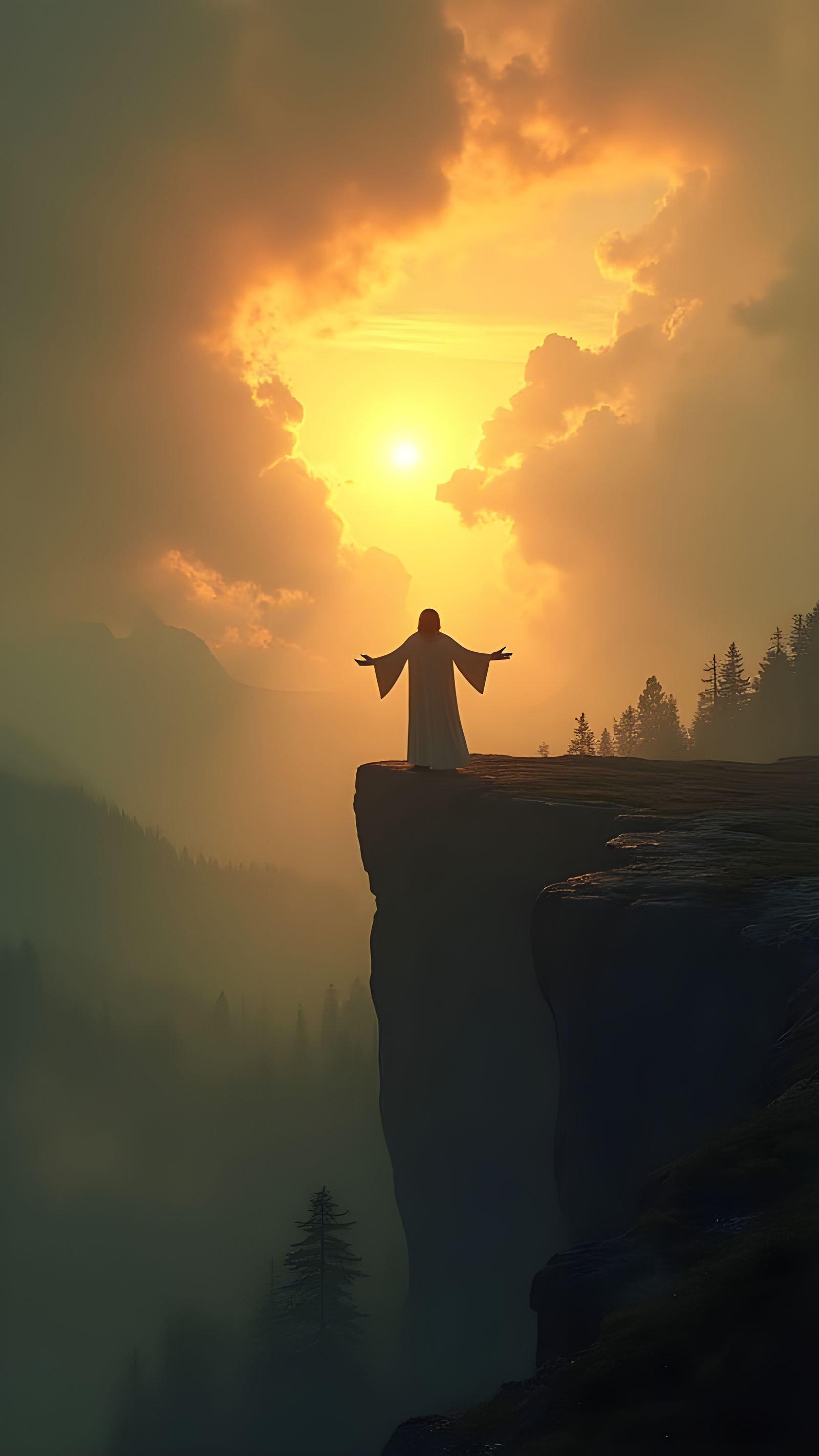 Majestic Landscape at Dawn: A Moment of Transcendence