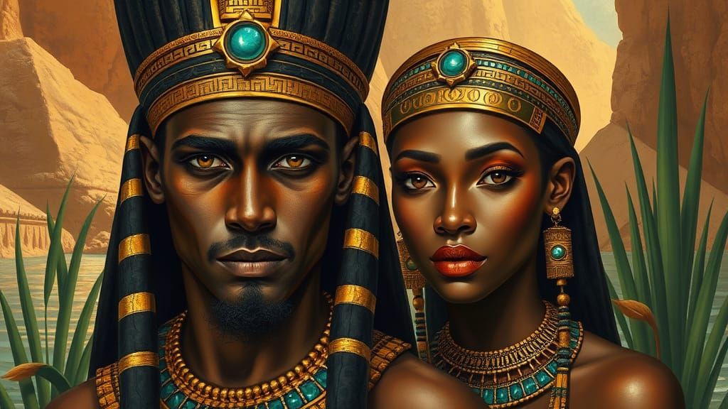 Egyptian Couple in Traditional Dress: Orientalist Portrait