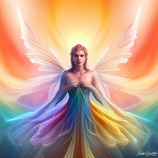 Fairy Godmother with Rainbow Wings in 8K
