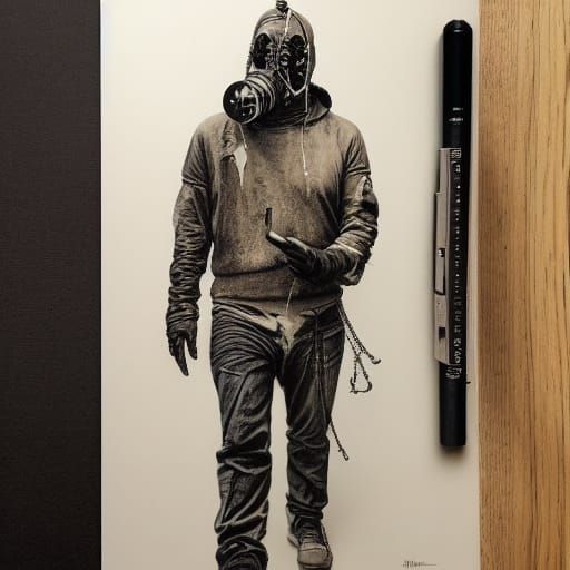 Surreal Cyberpunk Portrait with Gimp Mask