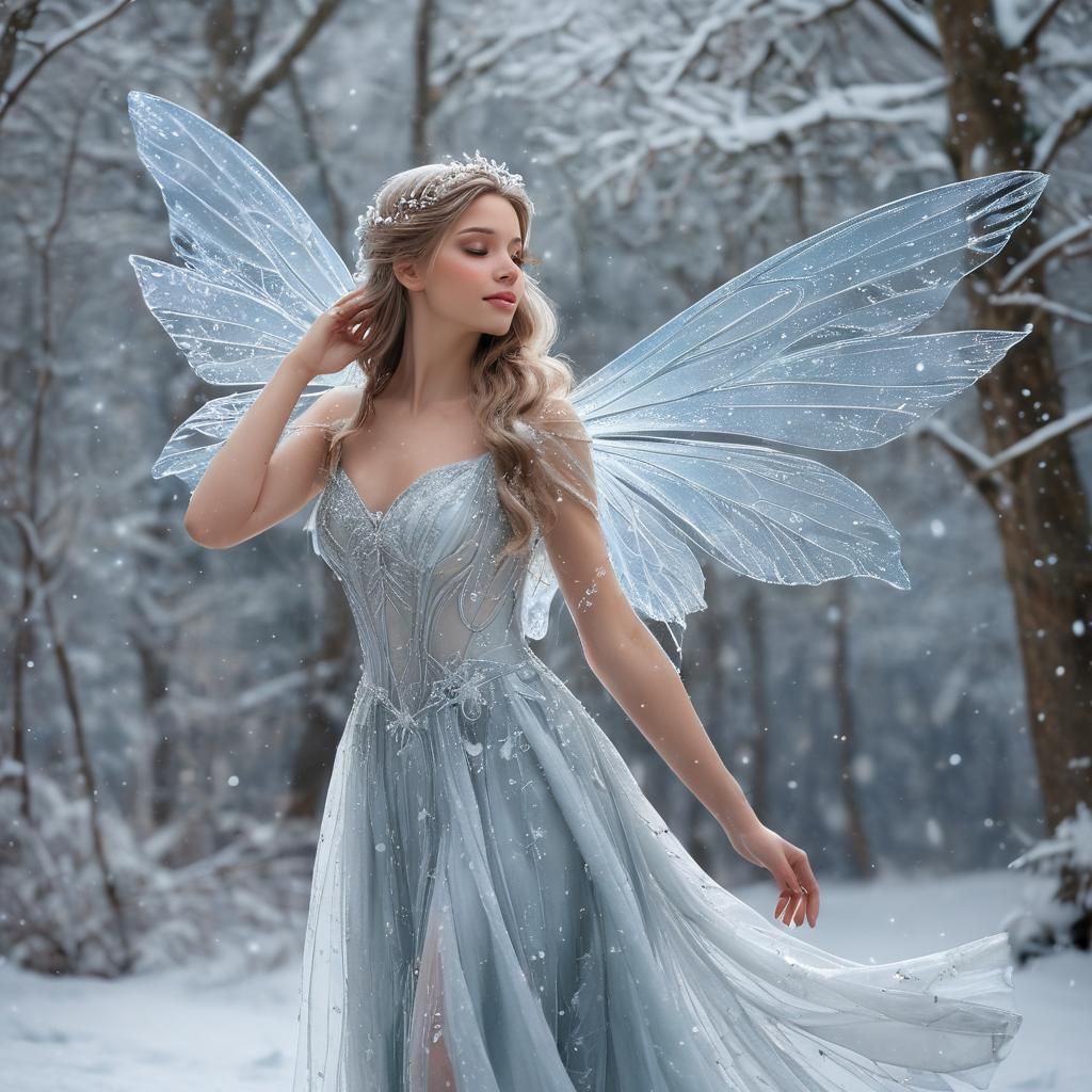 Enchanting Fairy in Winter Wonderland: Digital Art