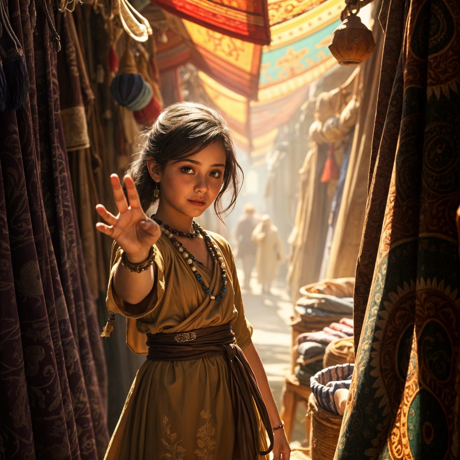 Vibrant Marketplace Scene with Fantasy Concept Art Style