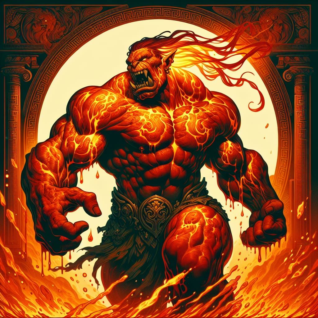 Magma Orc in Greek Mythology Style