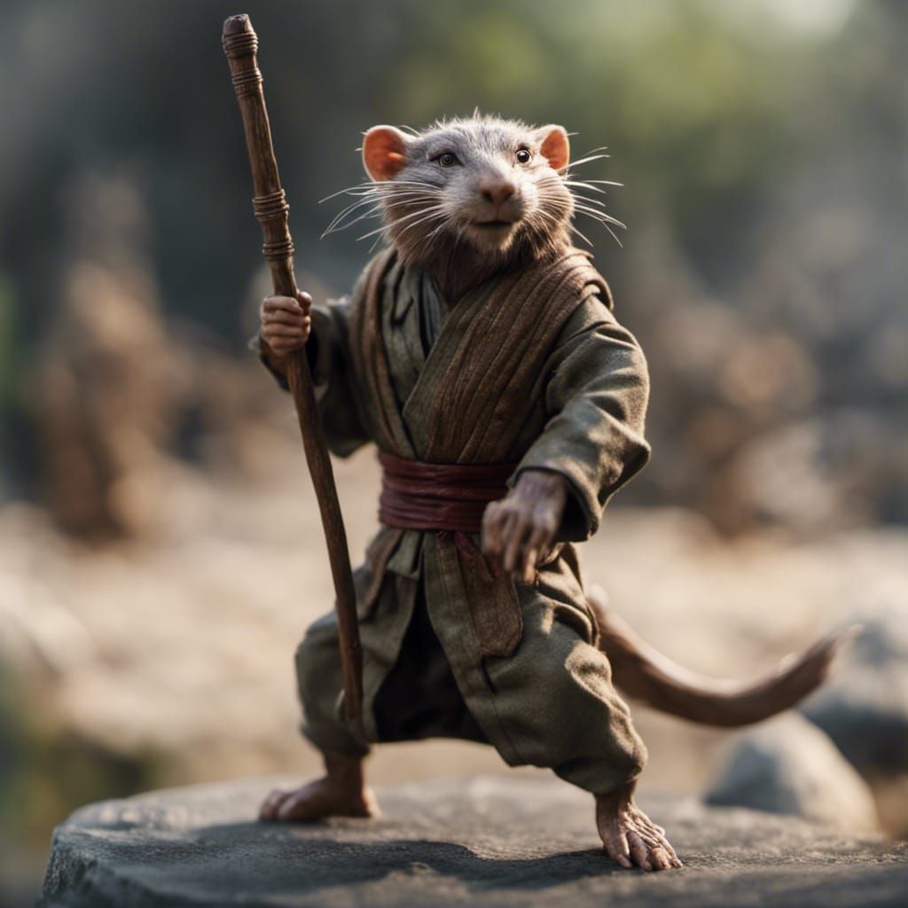 Realistic Master Splinter Warrior Pose