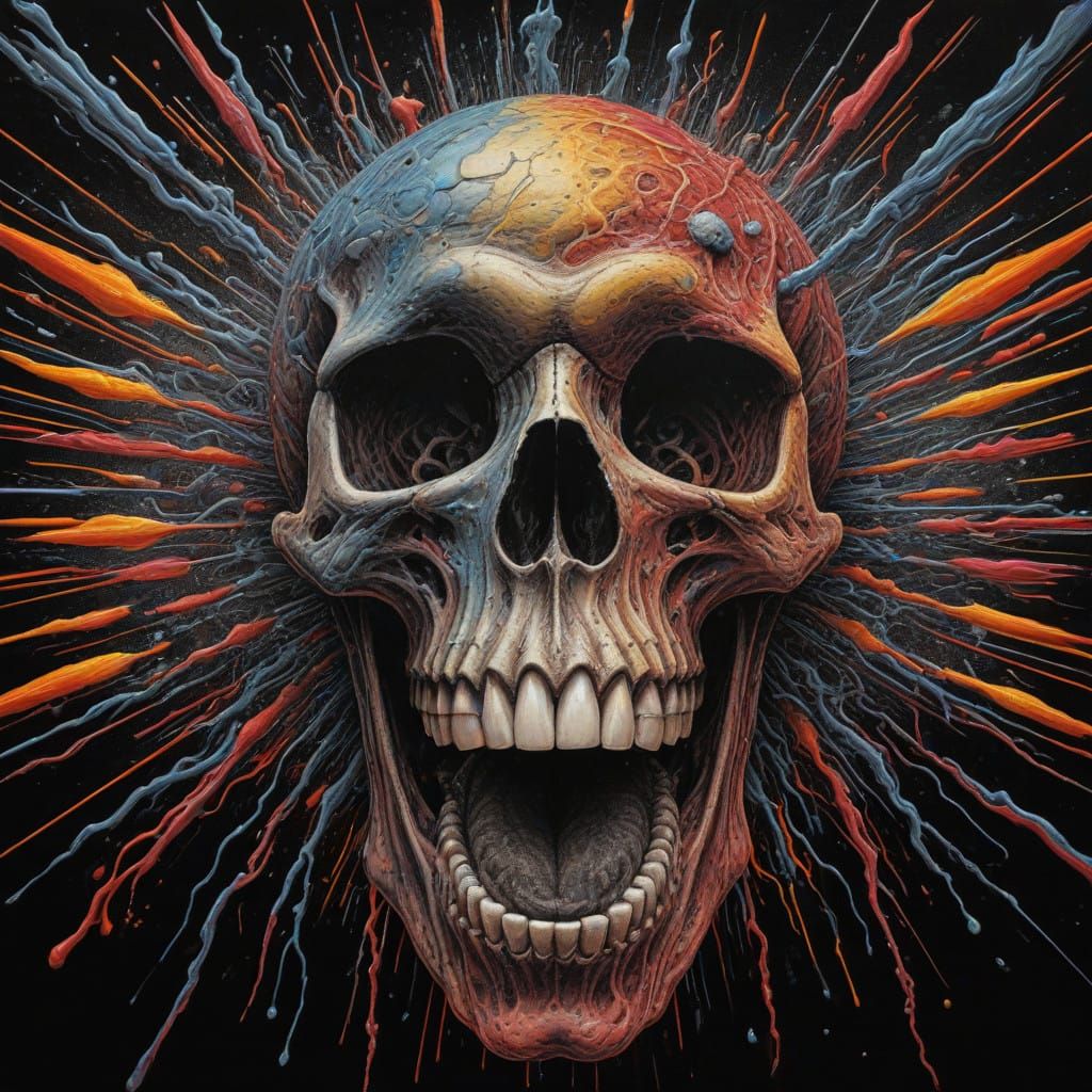 Fleshy Skull Psychedelic Head Explosion II