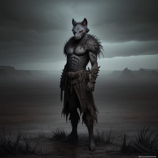 Hyenaman Concept Art in Desolate Wasteland