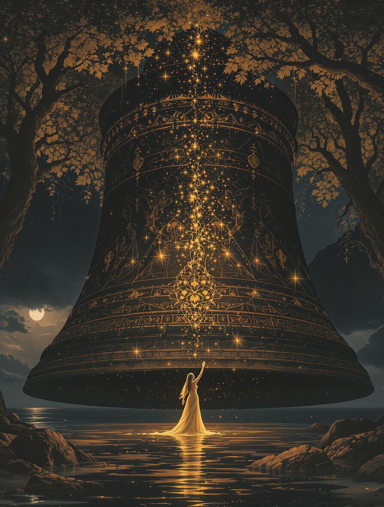 Ancient Iron Bell in Petrified Forest Intaglio Print