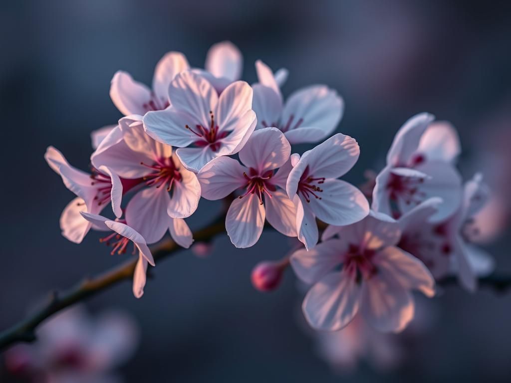 Macro Cherry Blossoms in Winter: Pastel Photography