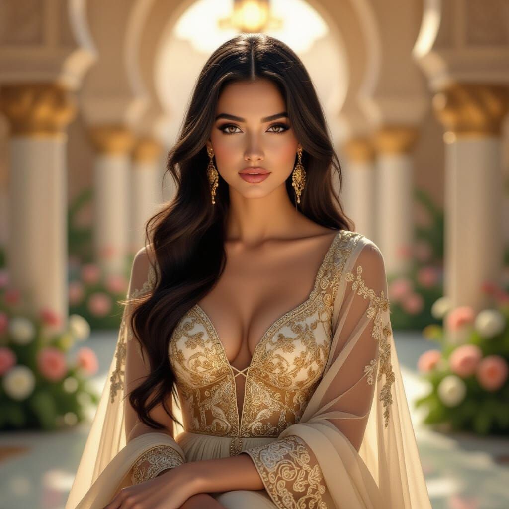 Moroccan Bride in Alphonse Mucha Inspired Wedding Scene