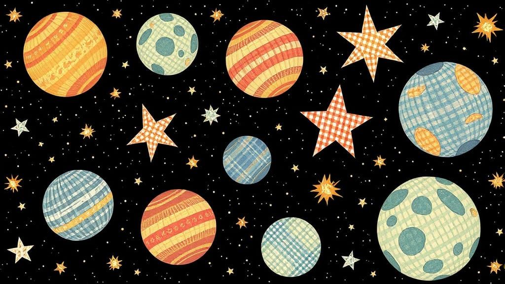 A cosmic scene of planets and stars