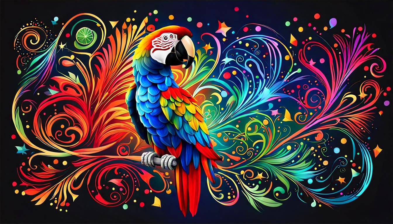 Scarlet Macaw's Flight: Whimsical Finger Painting
