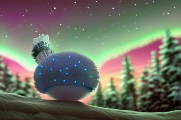 Aurora Forest Acorn with Polar Bear in Sequins