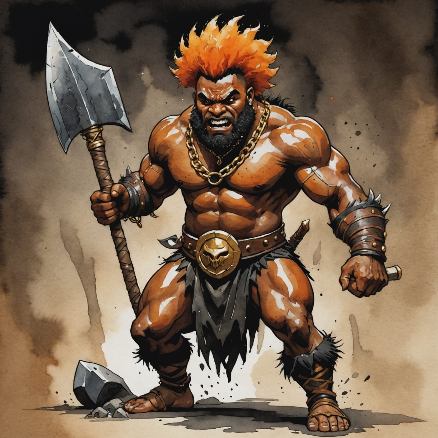 Vibrant Dwarf Warrior in Battle Pose