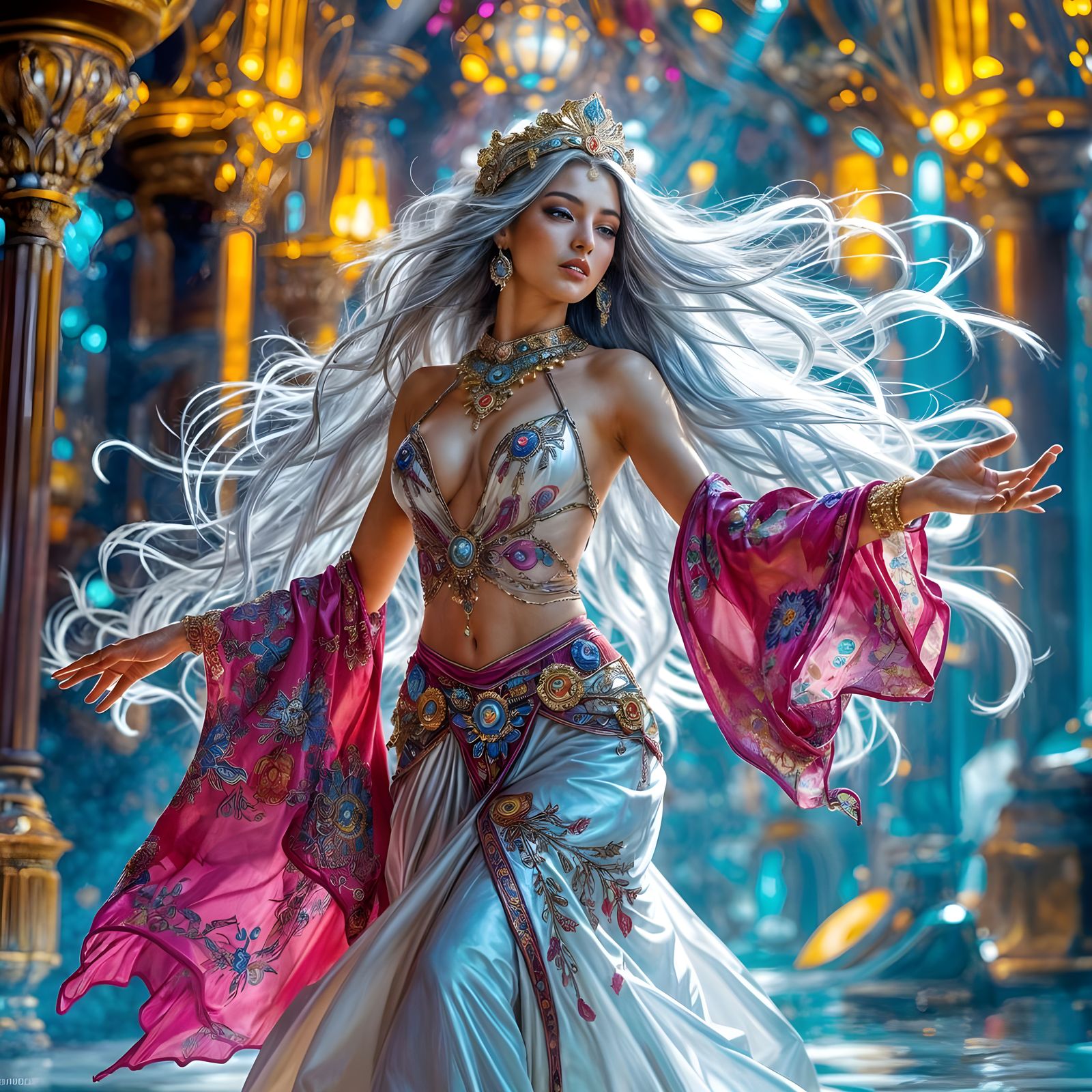 Gypsy Dancer in Court: Vibrant Digital Art